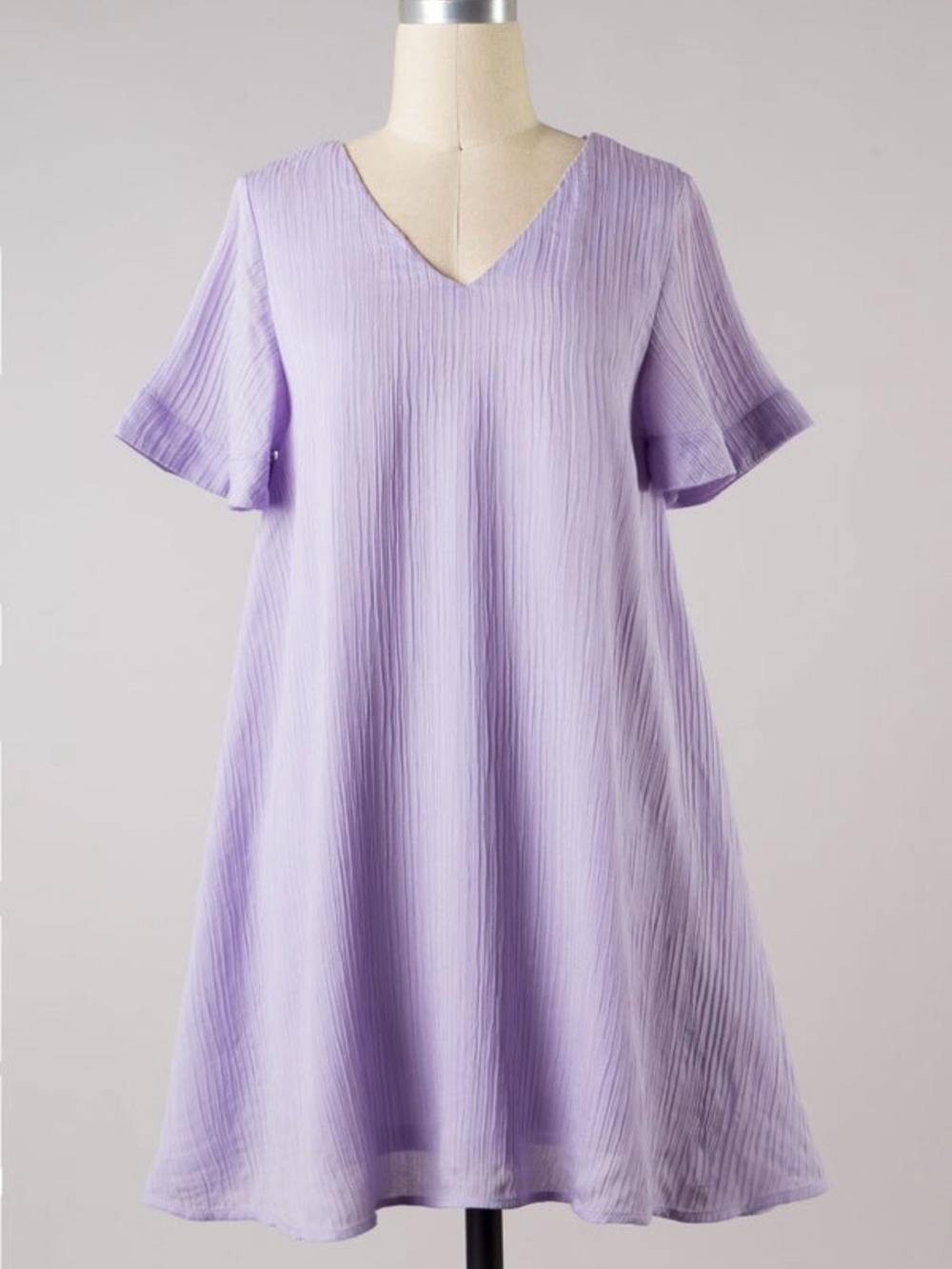 Lavender V-Neck Dress